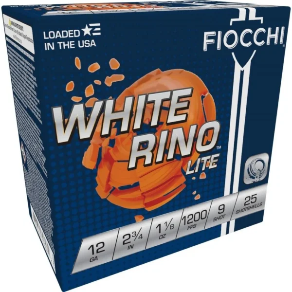 Fiocchi Ammunition Fiocchi White Rino Lite Shotshells 12 ga 2-3/4" 1-1/8oz 1200 fps #9 25/ct