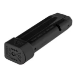 Wilson Combat EDC X9 black handgun magazine, angled view with extended base plate