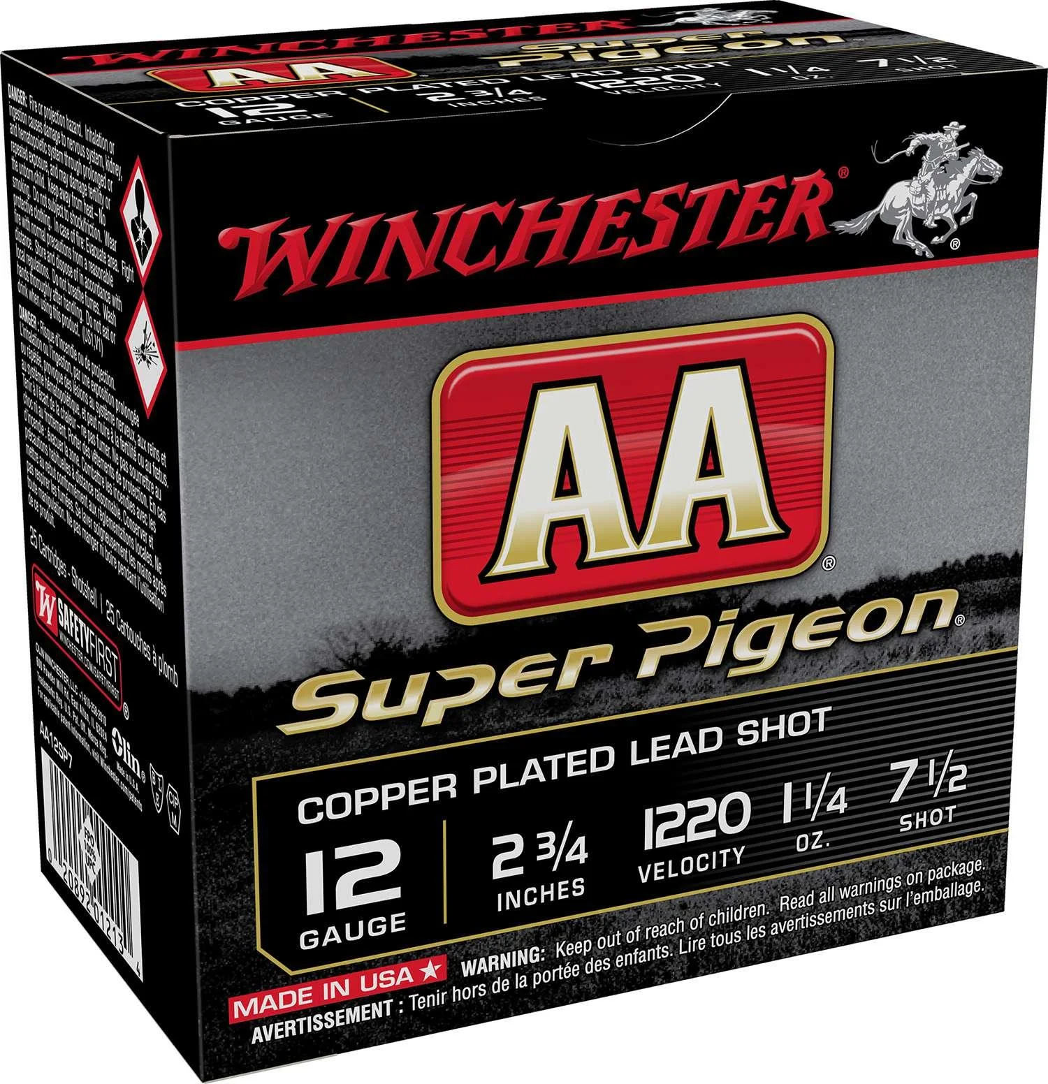 winchester-aa-supercage-pigeon-shotgun-ammunition-primary Winchester Ammunition Winchester AA Super Pigeon Shotshells 12 ga 2-3/4" 1-1/4 oz 1220 fps #7.5 25/ct