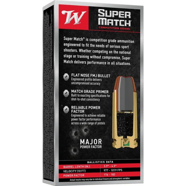 Winchester Ammunition Winchester Super Match Handgun Ammunition 40 S&W 180gr FMJ 1010fps 50/ct