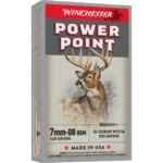 Winchester WIN SPRX PWR PNT ammunition box, front view with Power Point branding and deer artwork