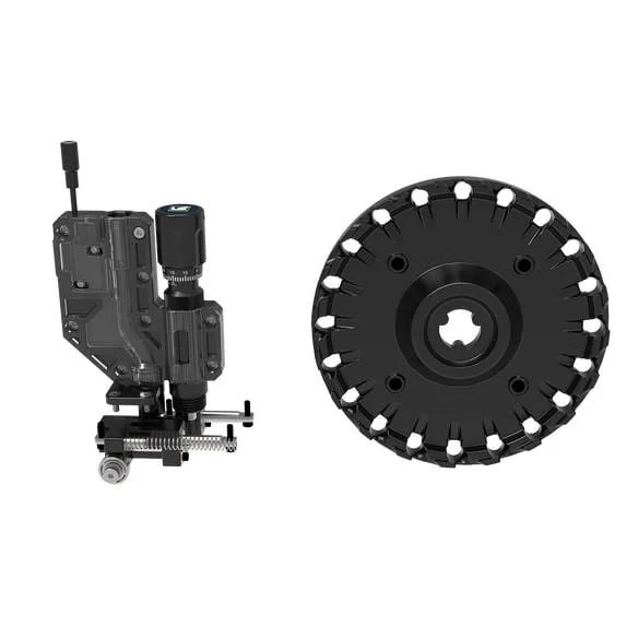 AOB Frankford Arsenal X-10 .40 S&W Bullet Feed Conversion Kit, black feeder parts displayed