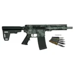 10 Ring Great Lakes AR-15 Pistol .223 Wylde 30rd Magazine 7" Barrel Lichen Grey with 5 OTF 3-1/2" Blade Knives
