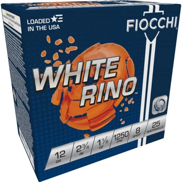 Fiocchi Ammunition Fiocchi White Rino Shotshells 12 ga 2 3/4" 1 1/8oz 1250fps #8 25/ct