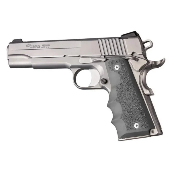 Hogue Inc. Hogue 1911 Gov't Rubber Handgun Grips with Finger Grooves Slate Grey