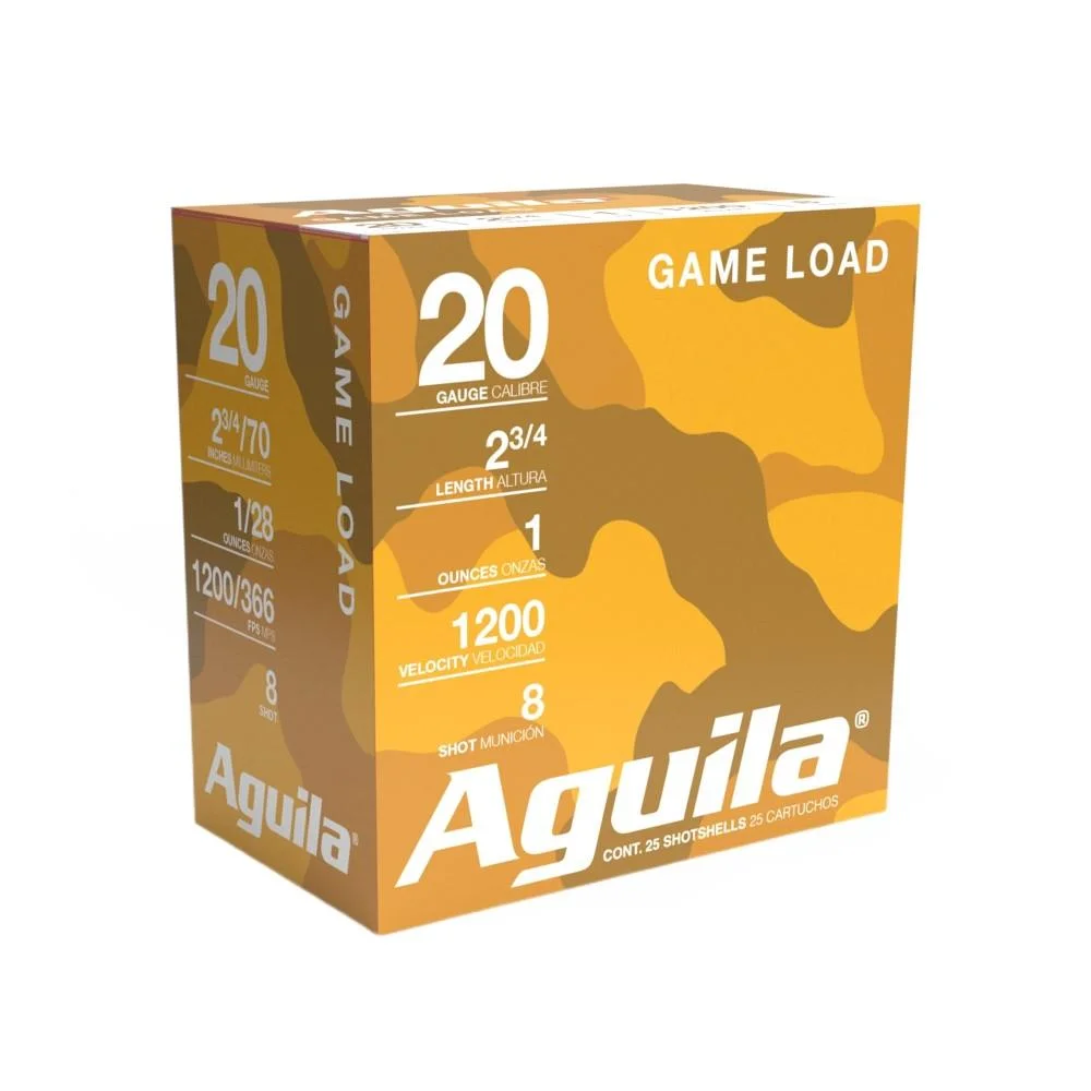 20-gauge-high-velocity-shotshells-primary TXAT - DBA Aguila Ammunition Aguila High Velocity Shotshells 20 ga 2-3/4" 1oz 1220 fps #8 25/ct