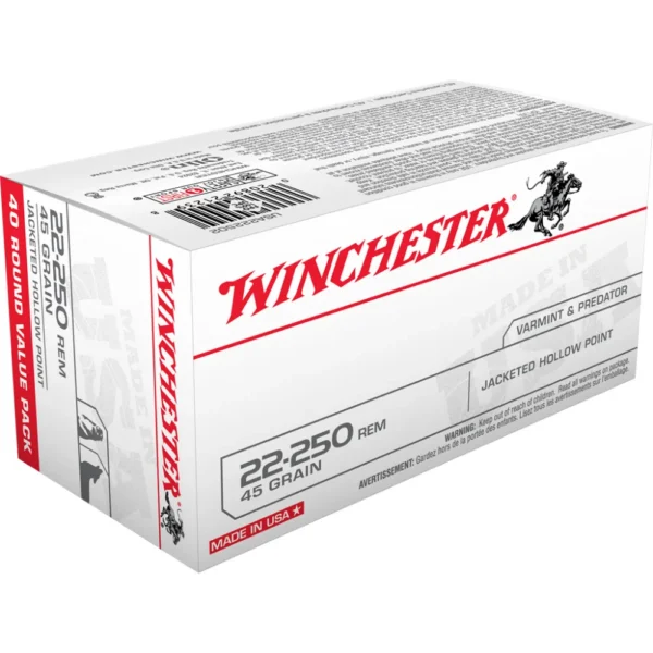 Winchester Ammunition WIN USA 22-250 REM 45GR JHP 40/400