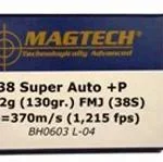 Magtech Ammunition CompanyInc MagTech Handgun Ammunition .38 Super 130 gr FMJ 1215 fps 50/ct