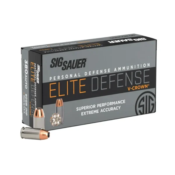Sig Sauer AMMO 380AUTO 90GR ELITE V CROWN JHP BOX/50