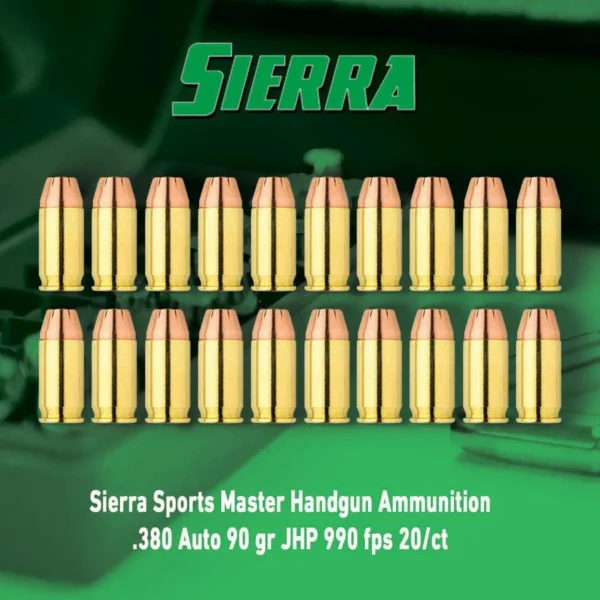Sierra Bullets Sierra Sports Master Handgun Ammunition .380 Auto 90 gr JHP 990 fps 20/ct
