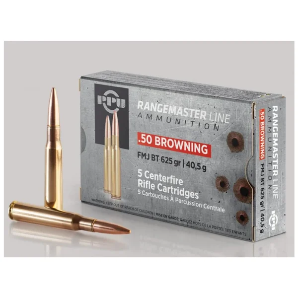 TRZ Trading Inc. PPU Rangemaster Rifle Ammunition .50 BMG 625gr FMJ 2940 fps 5/ct