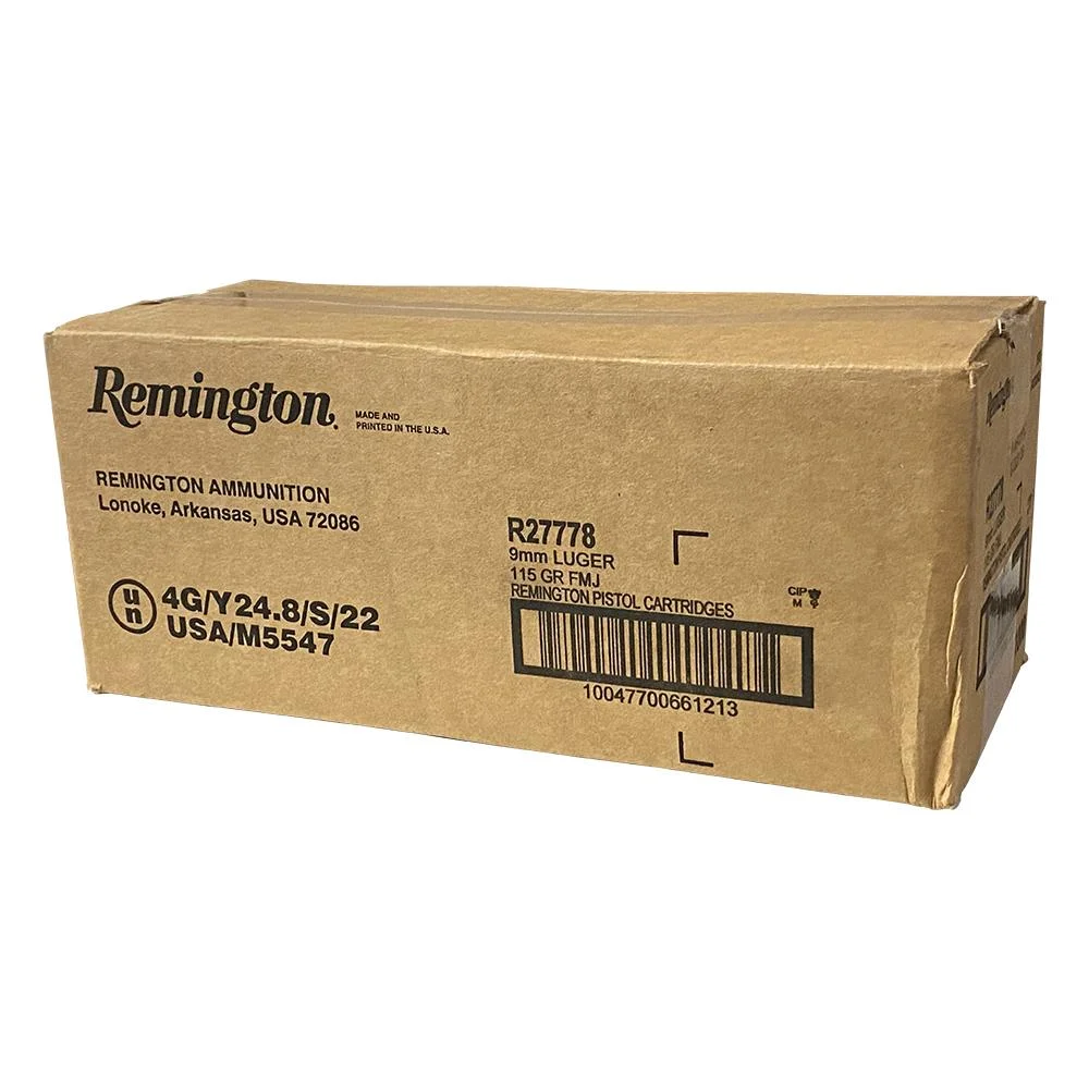 9mm-luger-115gr-fmj-ammo-1000-rounds-primary-1 Remington Arms Co. Inc. Remington Range Handgun Ammo 9mm Luger 115gr FMJ 1145 fps 1000/ct Case (20-50ct)