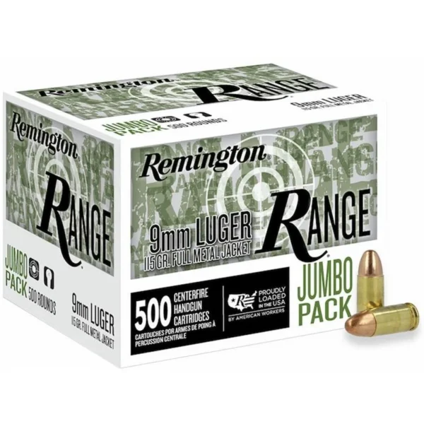 Remington Arms Co. Inc. Remington Range Handgun Ammo 9mm Luger 115 gr FMJ 1145 fps 500/ct