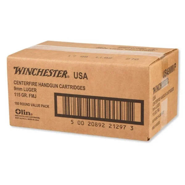 Winchester Ammunition Winchester USA Handgun Ammunition 9mm Luger 115 gr. FMJ 1190 fps 1000/case