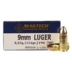 Magtech Ammunition CompanyInc MagTech Handgun Ammunition 9mm Luger 124 gr FMJ 1109 fps 1000/ct (20-50/ct)