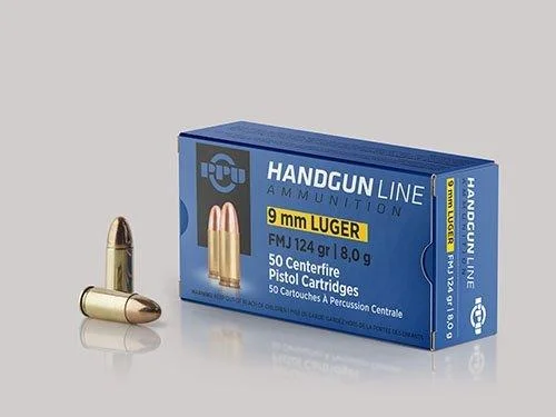 TRZ Trading Inc. PPU Handgun Ammunition 9mm Luger 124 gr FMJ 1120 fps 50/ct