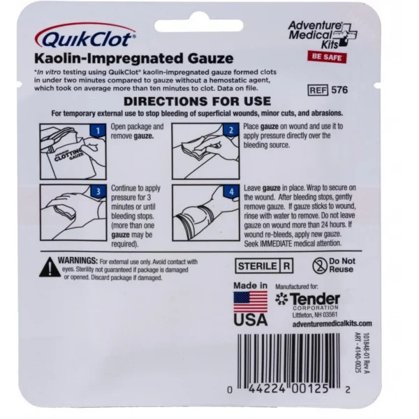 Tender Corp dba Adventure Ready Brands Ready Brands Adventure Medical Kits QuikClot Gauze 3"" x 2'