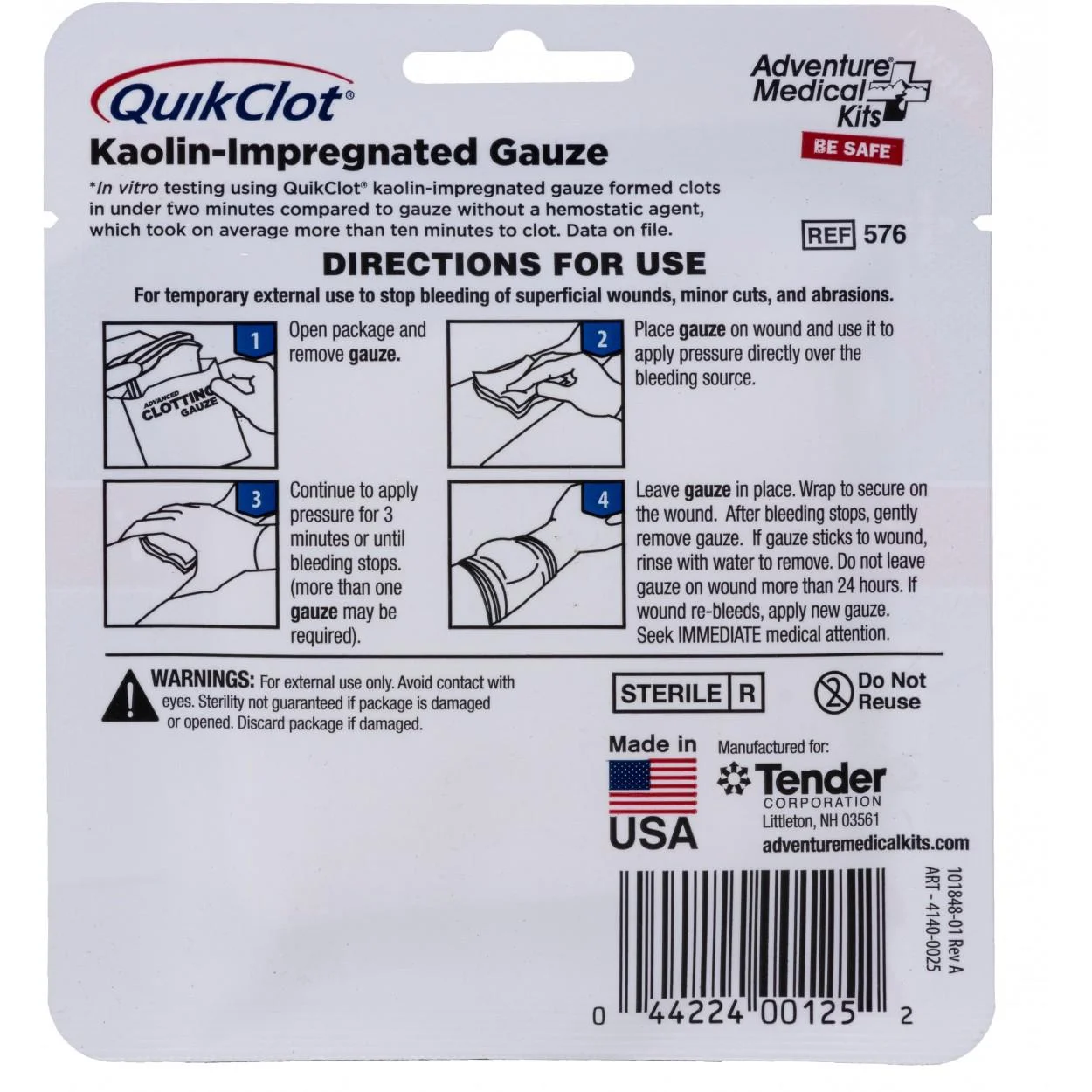 adventure-ready-brands-quikclot-gauze-3x2-primary-1 Tender Corp dba Adventure Ready Brands Ready Brands Adventure Medical Kits QuikClot Gauze 3"" x 2'