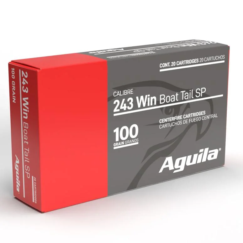 aguila-243-win-100gr-sp-rifle-ammo-primary TXAT - DBA Aguila Ammunition Aguila Rifle Ammunition 243 Win 100gr SP 2960 fps 20/ct