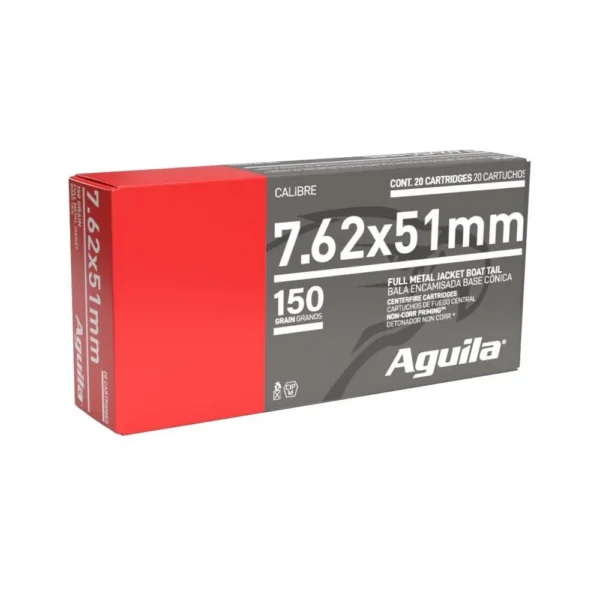 TXAT - DBA Aguila Ammunition Aguila Rifle Ammunition 7.62X51 NATO 150 gr FMJBT 2750 fps 20/ct