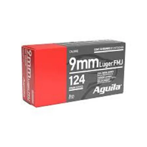 TXAT - DBA Aguila Ammunition Aguila Handgun Ammunition 9mm Luger 124 gr FMJ 1115 fps 1000/ct