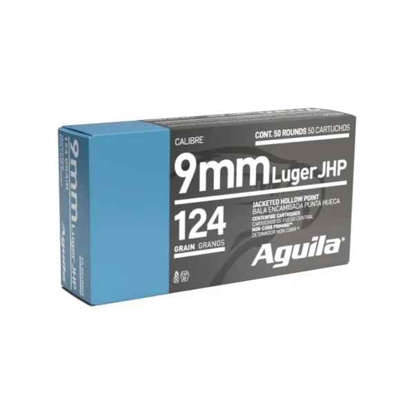 TXAT - DBA Aguila Ammunition Aguila Handgun Ammunition 9mm Luger 124 gr JHP 1130 fps 50/ct