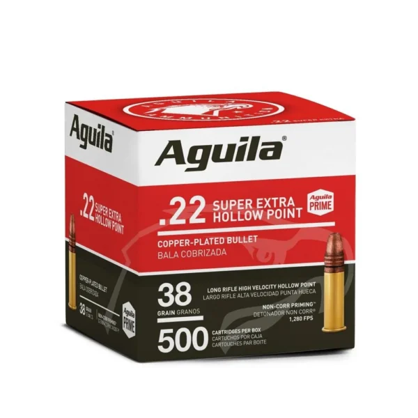 TXAT - DBA Aguila Ammunition Aguila Super Extra High Velocity Rifle Ammunition .22 LR 38 gr CPHP 1280 fps 500/ct