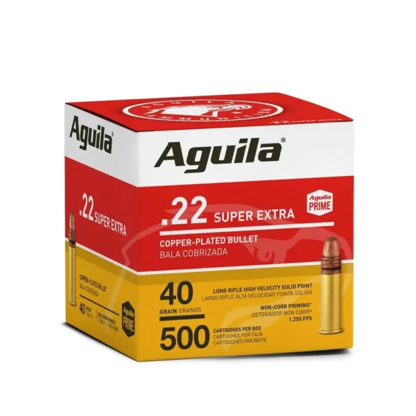 TXAT - DBA Aguila Ammunition Aguila Super Extra High Velocity Rifle Ammunition .22 LR 40 gr. CPSP 1255 fps 500/ct