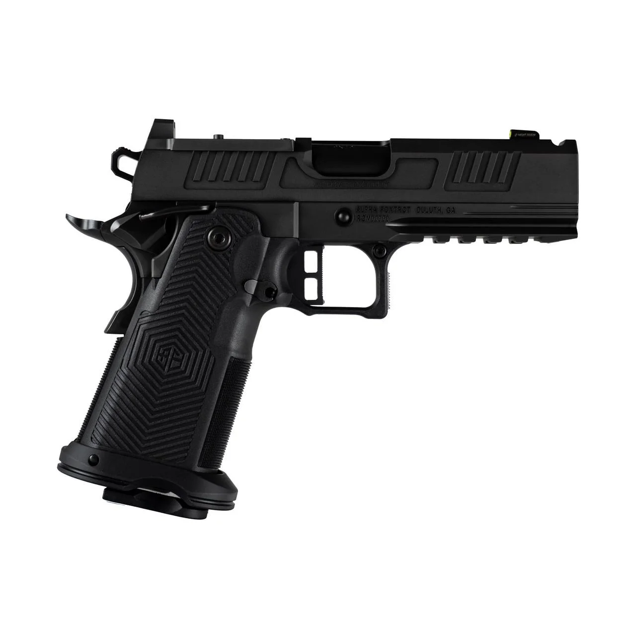 alpha-foxtrot-af1911-romulus-9mm-handgun-primary Alpha Foxtrot AF1911-Romulus MOS Adapter Handgun 9mm Luger 17(1) & 20rd(1) Magazines 4.25" Ported Bull Barrel DLC Black