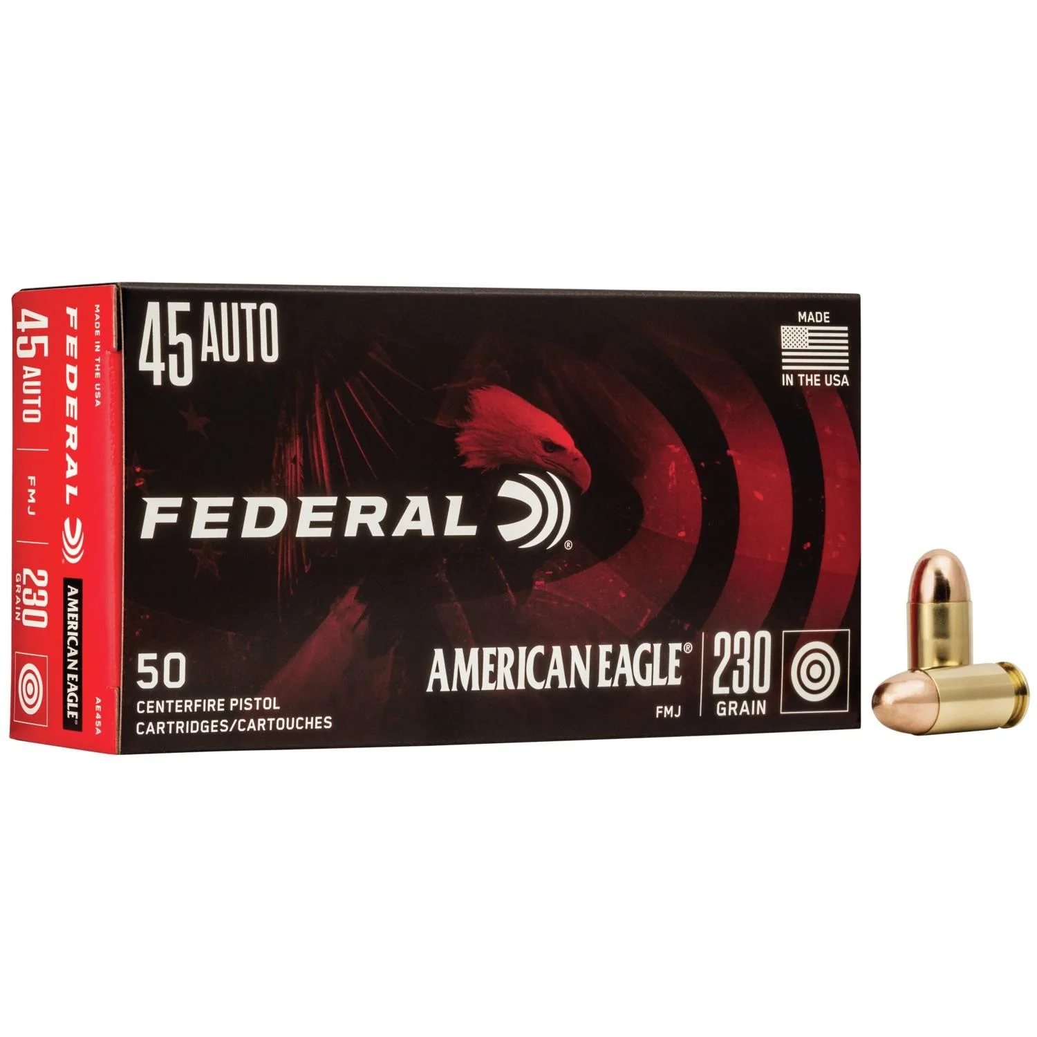 american-eagle-45-acp-230-gr-fmj-890-fps-50-ct-primary Federal Cartridge Co. American Eagle Handgun Ammunition .45 ACP 230 gr FMJ 890 fps 50/ct