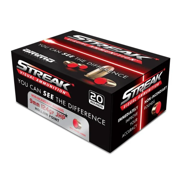 Ammo Inc. Ammo Inc Streak Handgun Ammunition 9mm Luger 124gr JHP 1120 fps 20/ct