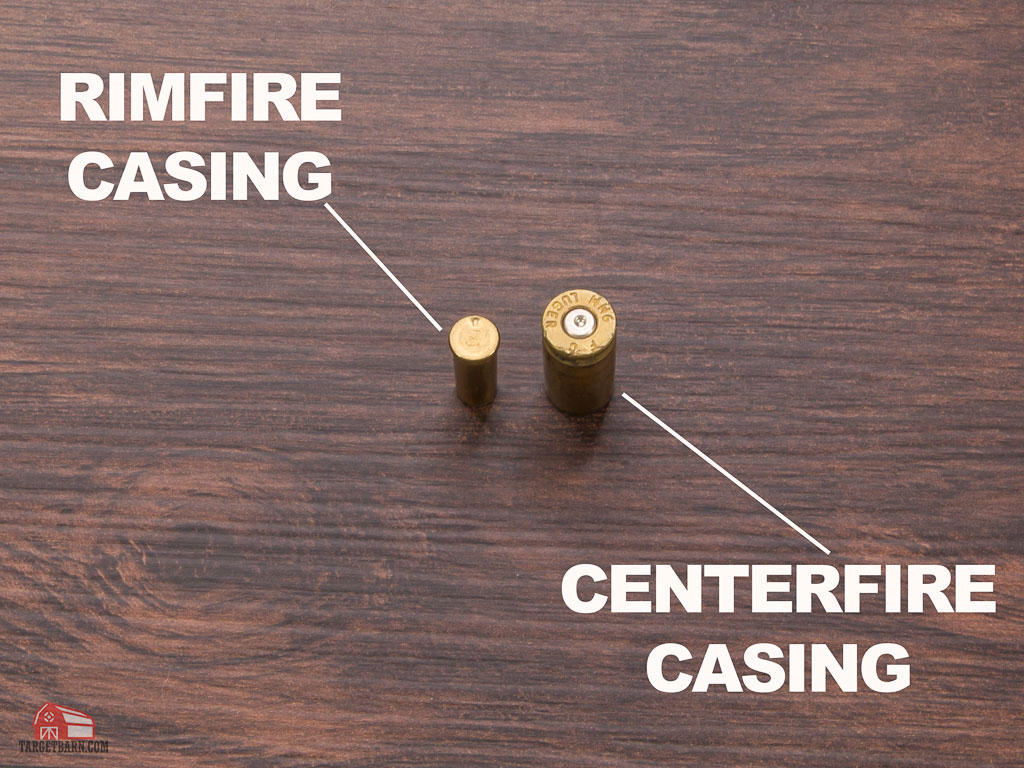 Centerfire and rimfire cartridge bases showing different primer locations side by side