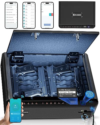 Handgun secured inside locked vehicle storage box beneath car seat