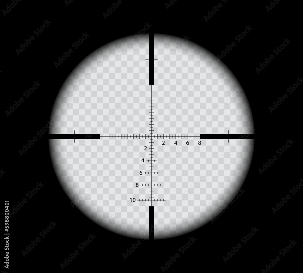 Mounted rifle scope showing adjustment turrets and magnified target view