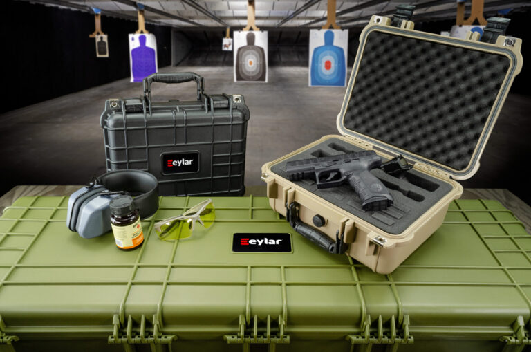 Unloaded firearm secured in a protective case for shipment to a gunsmith
