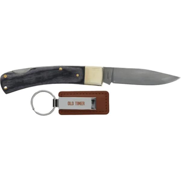 Battenfeld Knives Old Timer Folding Knife with Keychain 2-9/10 Clip Point Blade Grey