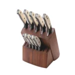 Bear & Son Cutlery Bear & Son 10 Piece Block Set Fixed Kitchen Knives White Smooth Bone with Walnut Block
