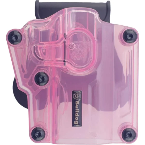 Bulldog Cases Bulldog Max Multi-Fit Polymer Holster w/ Paddle-Transparent Pink RH