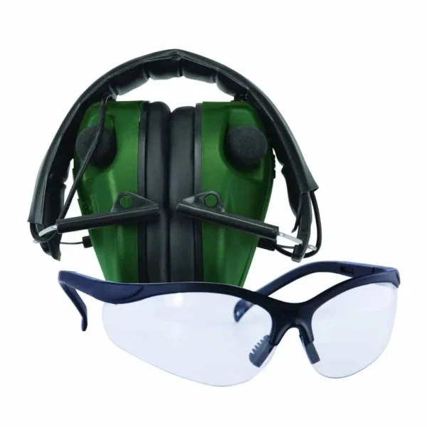 AOB Caldwell E-MAX LoPro Electronic Muffs With Shooting Glasses