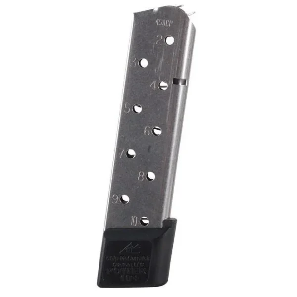 Chip Mccormick Custom Llc Chip McCormick Power Mag Plus Colt 1911 Handgun Magazine .45 ACP Stainless Steel 10/rd