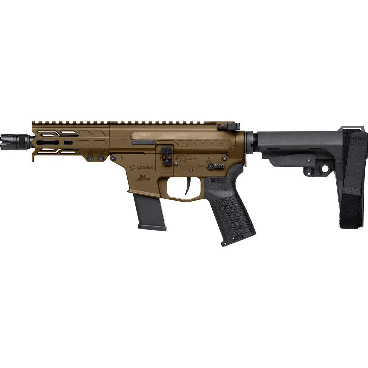 cmmg-banshee-mkg-45acp-primary Cmmg Inc. CMMG Banshee Fixed Ejector MkG Pistol .45 Auto 13rd Magazine 5'' Barrel Midnight Bronze w/Brace