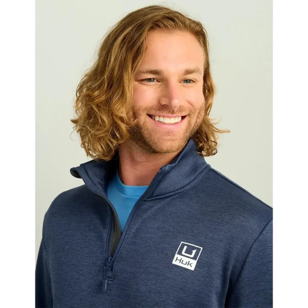 Marolina DBA HUK Huk Coldfront & Performance 1/4 Zip Long Sleeve Shirt Naval Academy Heather S