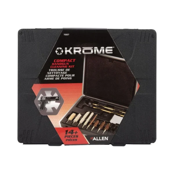 The Allen Company Inc. Allen Krome Compact Handgun Cleaning Kit .22 .38 9mm 357 .44 &.45 Cal. 14-Pieces Black