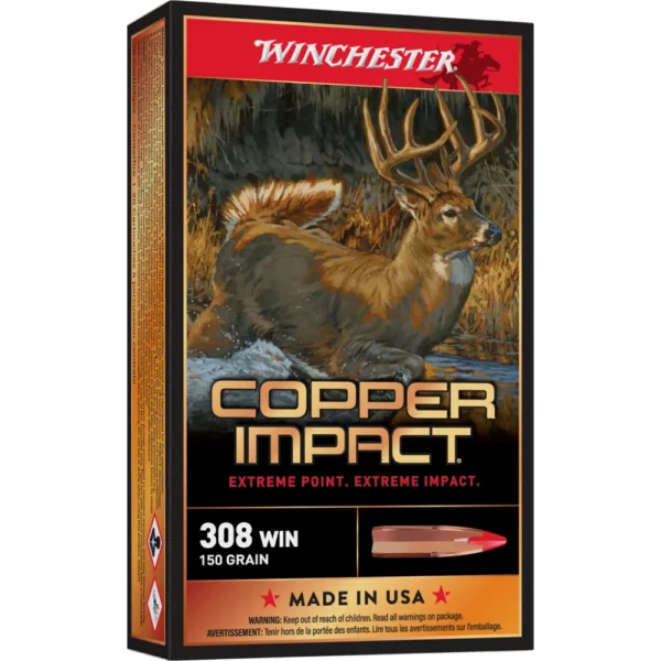 Winchester Ammunition Winchester Copper Impact Rifle Ammunition 308 Win 150 gr. BT 2810 fps 20/ct