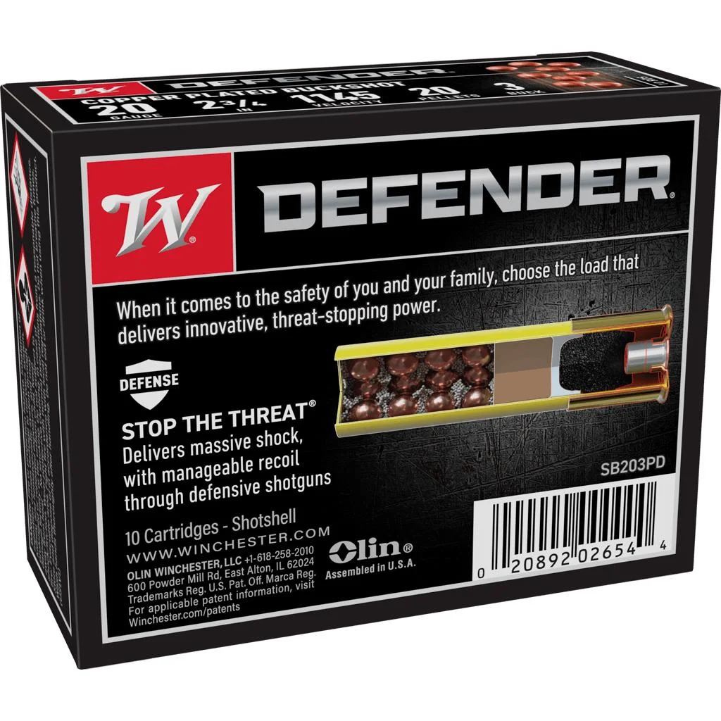 copper-plated-defender-shotshell-20-gauge-primary Winchester Ammunition WIN DEF 20GA 2-3/4" BUCK 3 10/100