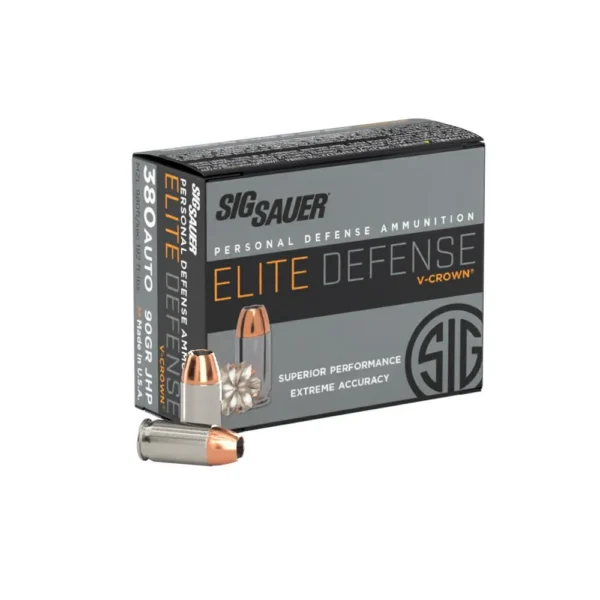 Sig Sauer Elite Performance Pistol Ammunition .380 ACP 90 gr Elite V-Crown JHP 980 fps 20/ct
