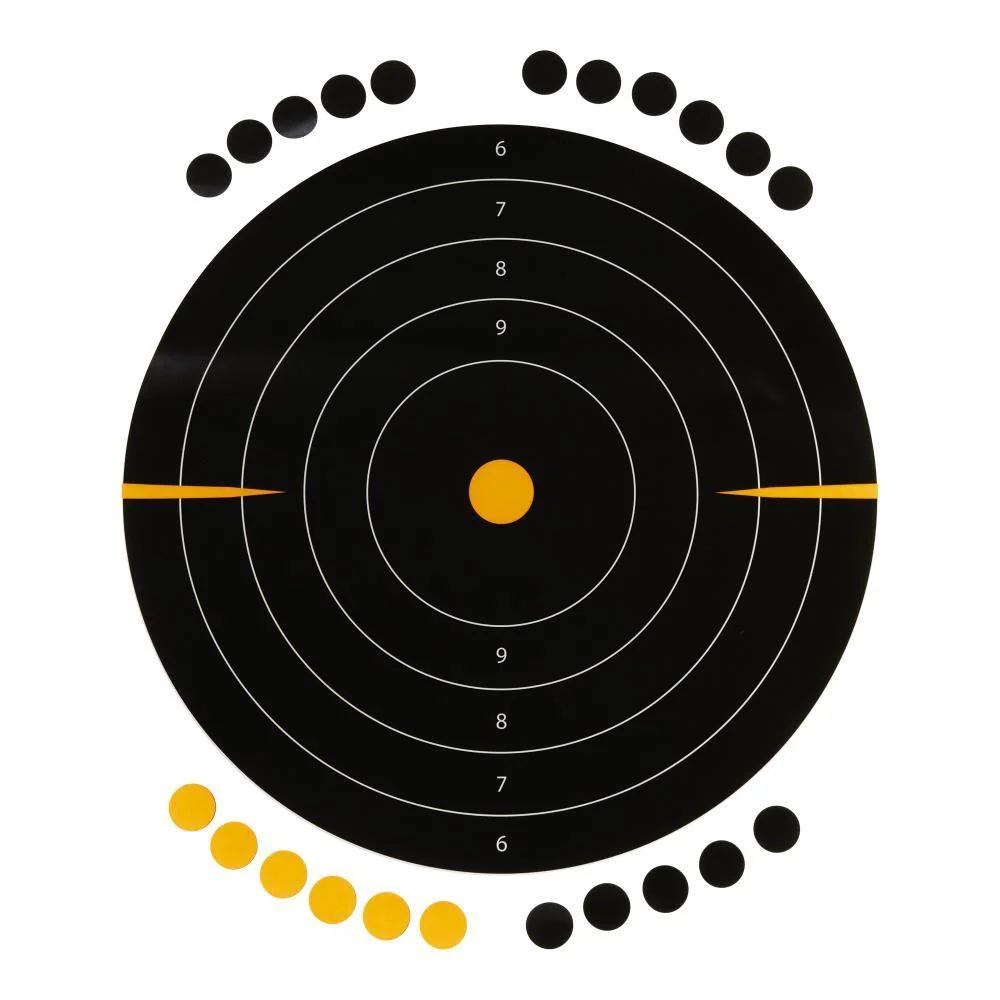 ez-aim-adhesive-bullseye-targets-12-25-pack-primary The Allen Company Inc. Allen EZ Aim Adhesive Splash Bullseye Target 12" Black and Yellow 25 Pack