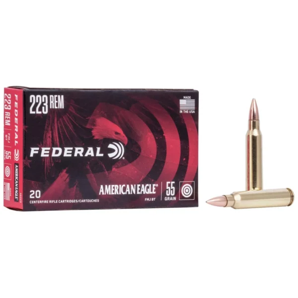 Federal Cartridge Co. Federal American Eagle Rifle Ammunition .223 Rem 55 gr FMJBT 3240 fps 20/rd