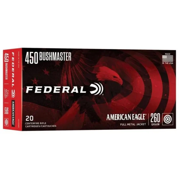 Federal Cartridge Co. Federal American Eagle Rifle Ammunition .450 Bushmaster 260gr FMJ 2040 fps 20/ct
