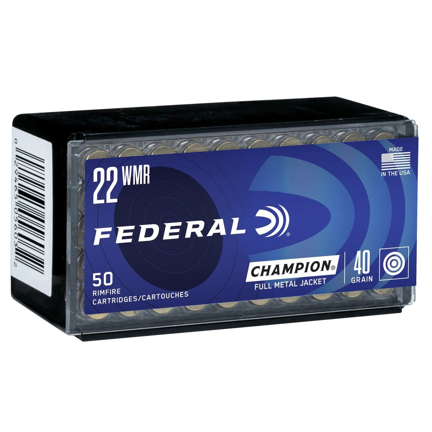 federal-champion-rimfire-22-wmr-40-gr-fmj-primary Federal Cartridge Co. Federal Champion Rimfire Ammunition .22 WMR 40 gr FMJ 50/ct